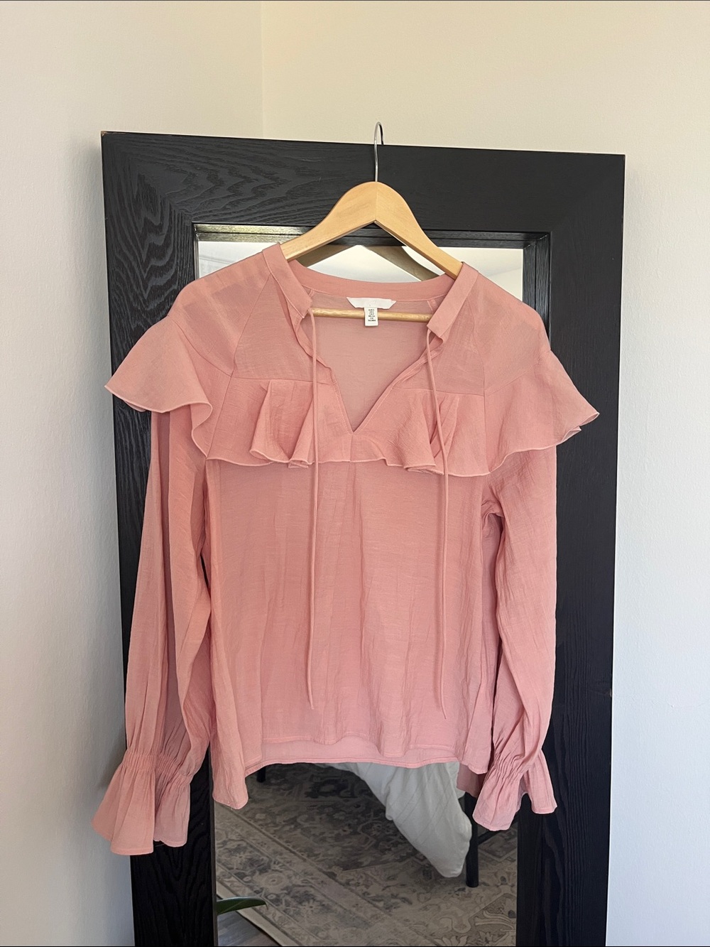 Ruffled Peasant Blouse in Dusty Rose